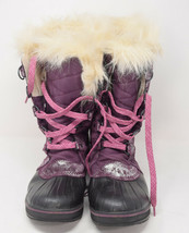 Sorel Youth Kids Jone Purple Glitter Faux Fur Waterproof Winter Boots 6 US New - £91.00 GBP