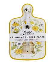 Sweet Bee 40902 Cheese Plate Board 13.25 x 8 w/ Knife 9.2&quot; Melamine - £19.25 GBP