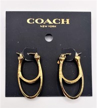 COACH Double Loop Earrings Gold Tone 1&quot; Long New - £42.38 GBP