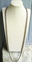 Vtg Signed A Antique Silver Tone Double 2 Strand Rope Chain Necklace 37&quot; Long - £17.50 GBP