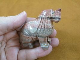 (Y-DOG-HO-451) red gray HOUND DOG hunting SOAPSTONE carving figurine I l... - $17.93