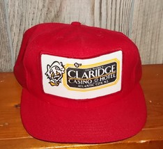 Vintage Claridge Casino Hotel Snapback Cap Mesh Trucker Hat Red Atlantic City NJ - £7.86 GBP