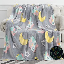 Glow In The Dark Blanket Owl Throw Gifts Toys For Kids Girls Boys Bed Home Bedro - £40.78 GBP