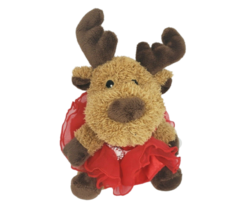 Build A Bear Buddies Smallfry Brown Moose Red Dress Outfit Stuffed Animal Plush - £20.87 GBP