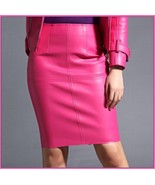 Posh Pink British Style Faux Patent Leather Knee Length Designer Pencil - £71.88 GBP