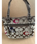 COACH Poppy Khaki/Multi Embroidery Signature Glam Tote Shoulder Bag (N9) - £75.36 GBP
