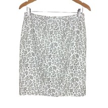 Ann Taylor Loft  White Gray Animal Print Skirt Size 2 Lined Cotton Silk - $26.73