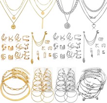 46 Pcs Gold Jewelry Set  - £34.49 GBP