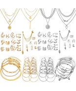 46 Pcs Gold Jewelry Set  - £33.85 GBP