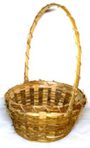 Tall Hoop Handle &quot;Semi-Round&quot; Woven Wicker/Strands Rattan Basket - Beautiful! - £12.65 GBP