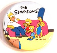 Vintage Simpsons Pinback Buttons Family On The Couch Springfield Bart Homer  - £3.15 GBP