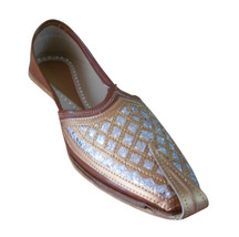 Men Shoes Indian Handmade Leather Brown Khussa Espadrilles Mojari Flat US 7-10 - £44.09 GBP