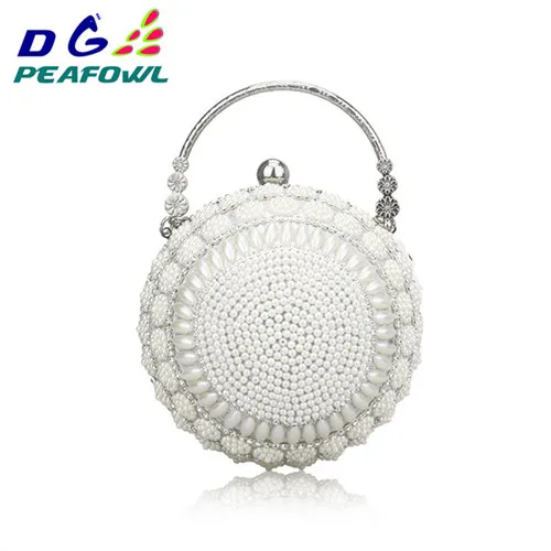 Women&#39;s  Beaded Evening Bags  Beads Clutch Bags Handmade Wedding Bags Beige Cell - $90.47