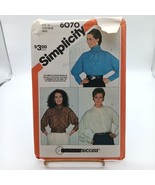 Simplicity 6070 Vintage 1983 Sewing Pattern Womens Pullover Blouse Size ... - $14.52