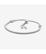S925 Silver Moments Snake Chain Slider Bracelet,Charm Bracelet,Gift for Her - $28.70 CAD