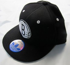 NWT NBA Brooklyn Nets Adidas G062K Fitted Black Baseball Hat Size 7 1/4 - £31.45 GBP