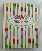 Memories Album 4x6 W/ Margin for notes Green / Pink Striped Target Brand - £8.13 GBP