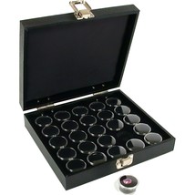 25 Gem Jars Black Display Tray Gemstone Travel Case - $32.97