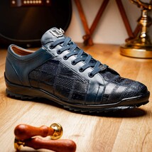 Bari Genuine Lizard Fashion Sneaker Patchwork Design Shoes Navy image 10
