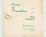 Krewe of Prometheus 1966 Bal Masque Mardi Gras Ball Program New Orleans - £17.12 GBP