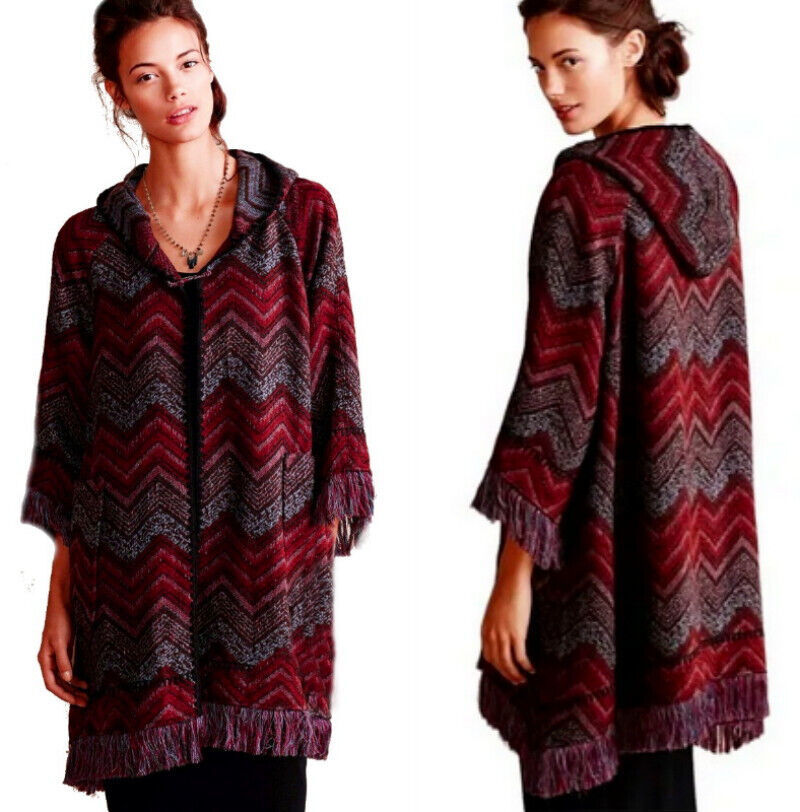 Anthropologie Hooded Sweater Coat XSmall / Small Open Front Hooded Pocke... - $67.91