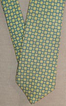 Alain Figaret France Neck Tie / Necktie Silk yellow blue chain link pat ... - $13.46 CAD