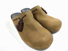 Dansko Brown Tan Suede Nubuck Clogs Mule Slides with Tassel Size 38 (US 8) - £25.05 GBP