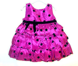 Holiday Edition Infant Girls Purple Black Polka Dots Party Dress Size 6-... - $18.39