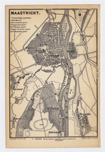 1885 Antique City Map Of Maastricht / Holland / Netherlands - £22.02 GBP