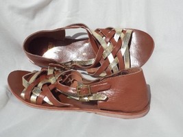 Kimchi Blue Urban Outfitters Brown Gold Leather Sandals Woven Women Sz 8 EUC - £8.71 GBP