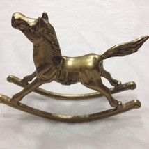 Rocking Horse Solid Brass Unpolished India Vintage 7&quot; Over 1 lb Heavy Ex... - $21.87
