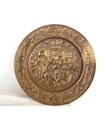 Large 14.5&quot; Bas Relief Brass Plate Plaque Cabaret Embossed Wall Decor En... - $35.23 CAD