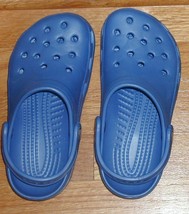 Crocs M 3 W 5 sky blue slip on clogs back strap made in USA mint used - $16.72