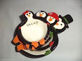 New set 4 Penguin Party Ceramic Measuring Cups Dishwasher Safe Boston Wa... - $19.00