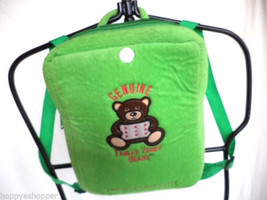 Genuine Tablet Holder Teddy Bear Kid Backpack Girl Boy Green Faux Fur Pa... - £9.13 GBP