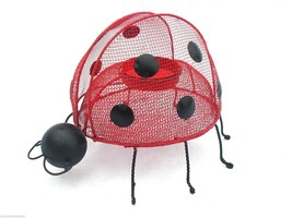 Ladybug Red Metal Mesh Tealight Holder Large 6&quot;L Cute Gift for Her Excellent - £9.15 GBP