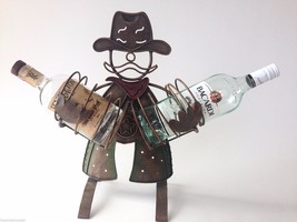 COWBOY Metal Art 2 Bottle Holder Bar Dec 18&quot;H Funky You Get Kick Out of ... - $45.03
