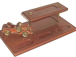 Vintage walnut solid wood mens dresser top valet handcrafted retro car b... - $25.04