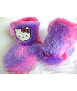 Hello Kitty Slip On Slipper Boots Fuzzy Purple Pink Girls S 13-1 Minimal... - $22.31 CAD