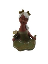 Vintage Ceramic Green Girl w Flower Figurine Made in Japan - £23.61 GBP