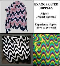 Three (3) Exaggerated Ripple Afghan Crochet Patterns  #001B/M - £10.66 GBP