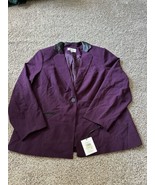 Calvin Klein Womens Purple One Button Faux Leather Collar Blazer Plus Si... - $76.18 CAD