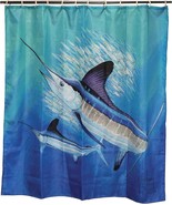River's Edge Marlin Shower Curtain by Guy Harvey Polyester 70 x 72-in Bath Gift - $36.97