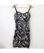 Nine West Zebra Print Mesh Mini Dress 4 Y2K 90s Grunge Tulle Trim Animal... - $34.19 CAD