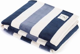 Nautica - Throw Blanket, Super Soft &amp; Cozy Fleece, Awning Stripe Blue, Throw - £25.50 GBP