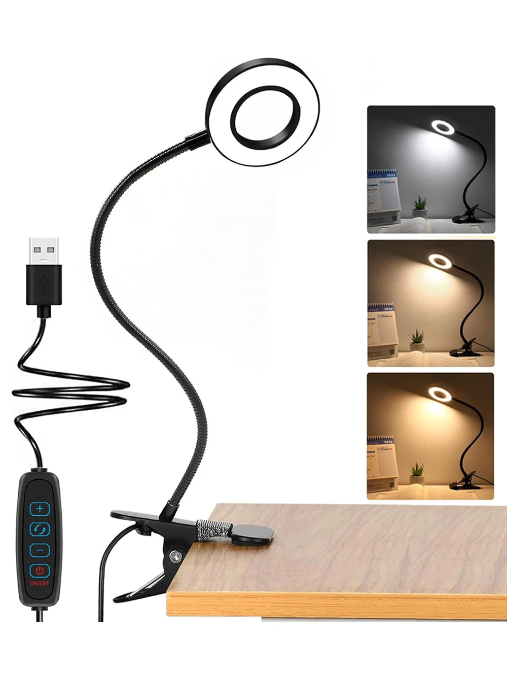 360° Flexible 48 LEDs Clip on Desk Lamp Gooseneck Reading Table Light Eye-Caring - £10.64 GBP+
