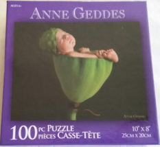 ANNE GEDDES 100  pc Puzzle 10&quot; x 8&quot; Sleeping Baby in Flower Pod, New - £3.70 GBP