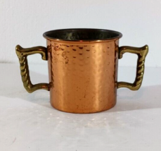 Vintage Hand Hammered Copper &amp; Brass Sugar Bowl Colonial Virginia Hampton Va - £15.83 GBP