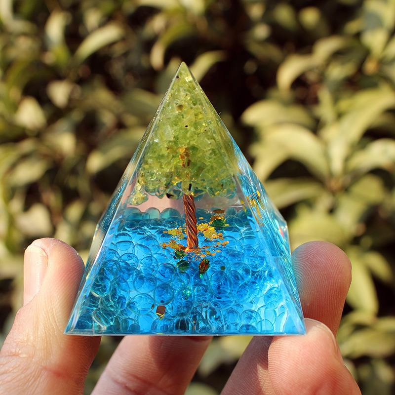Natural Orgonite Pyramid Reiki Amethyst Energy Healing Chakra Meditation... - $11.99