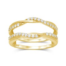 14K Yellow Gold Plated Round 1/2Ct Diamond Solitaire Enhancer Wrap Guard Ring - £62.78 GBP